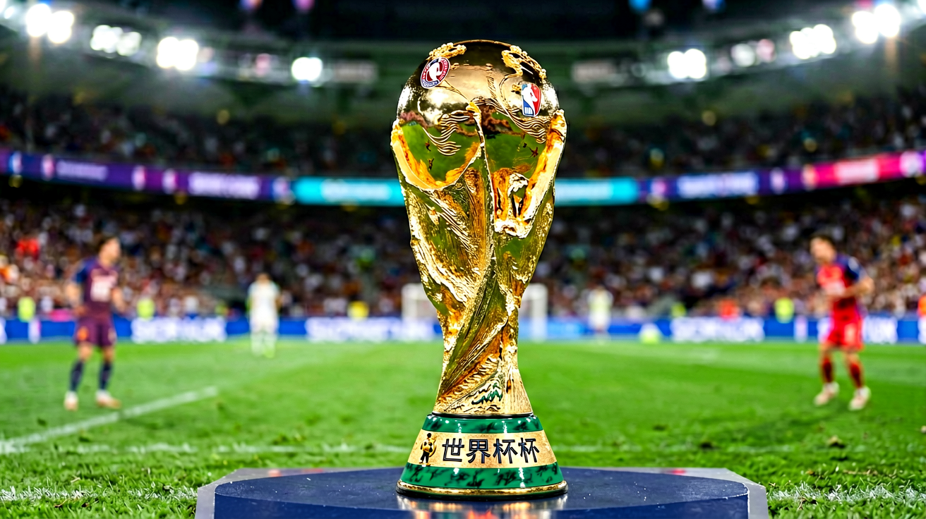 世界杯专题：大力神杯特写，国际足联世界杯足球赛最高荣誉奖杯
